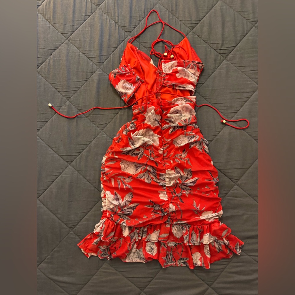 Fashion Nova Red Floral High Low Dress - Picture 9 of 13